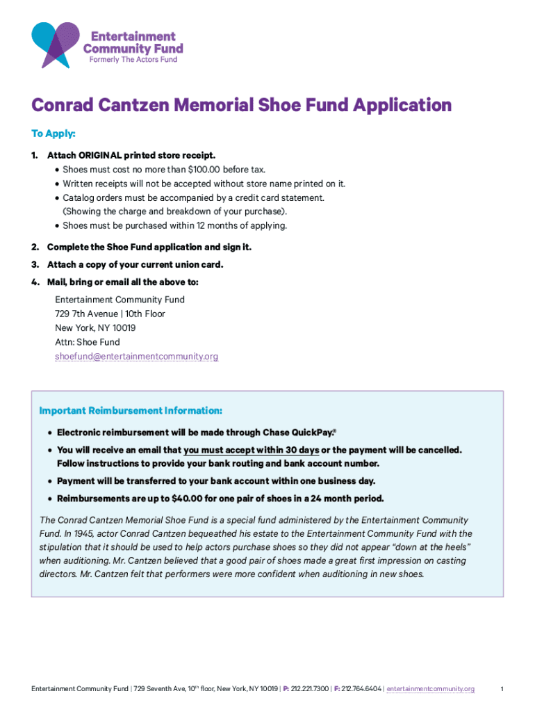 Conrad Cantzen Memorial Shoe Fund Application  Form