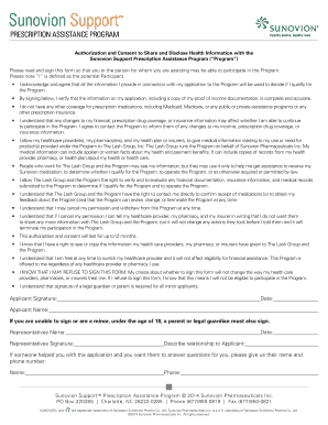 Sunovion Patient Assistance Application PDF  Form
