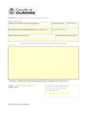 Instancia Procedementos Xerais Concello De Ourense Ourense  Form