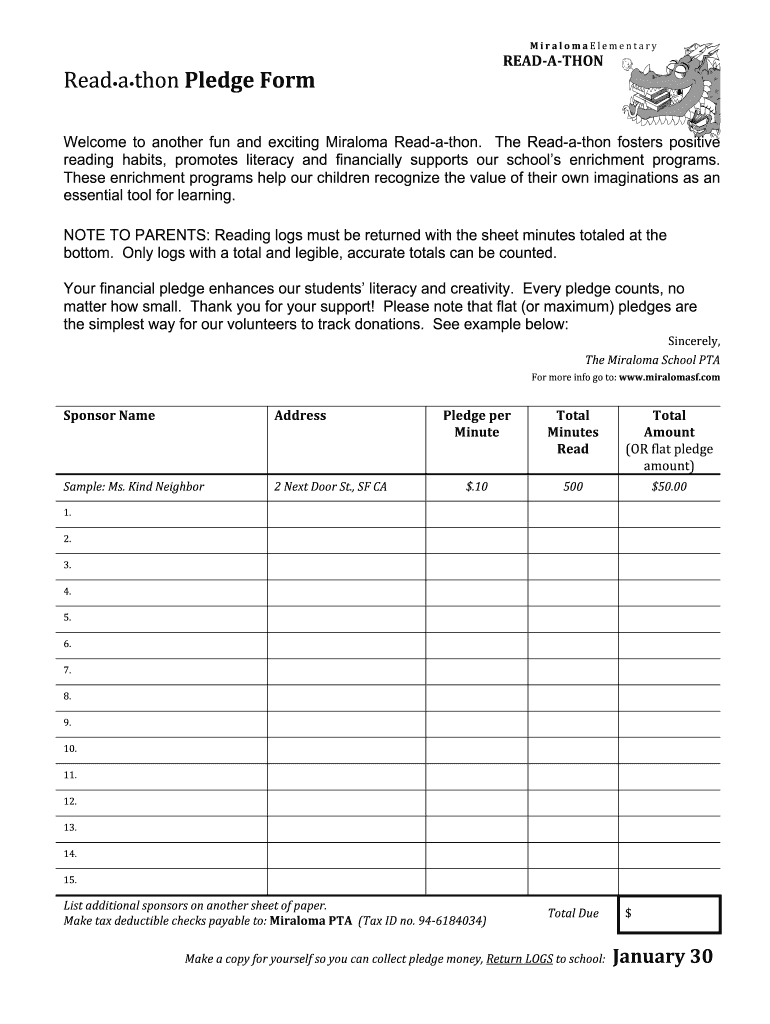 Read a Thon Minute Log Paper  Form