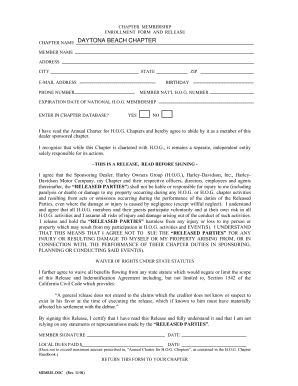 Chapter Membership Enrollment Daytona Beach HOG Chapter  Form