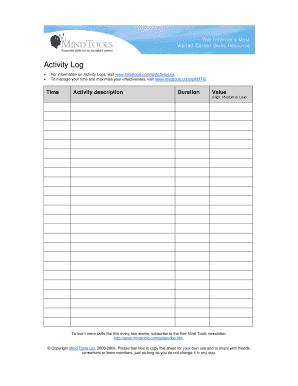 Activity Log Template Dean of Students  Form