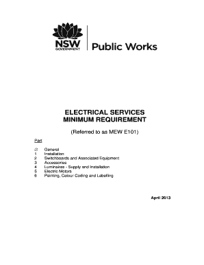Electrical Survices Minimum Requirements Refered to as Mew E101 PDF  Form