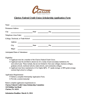 Scholarship Form Format