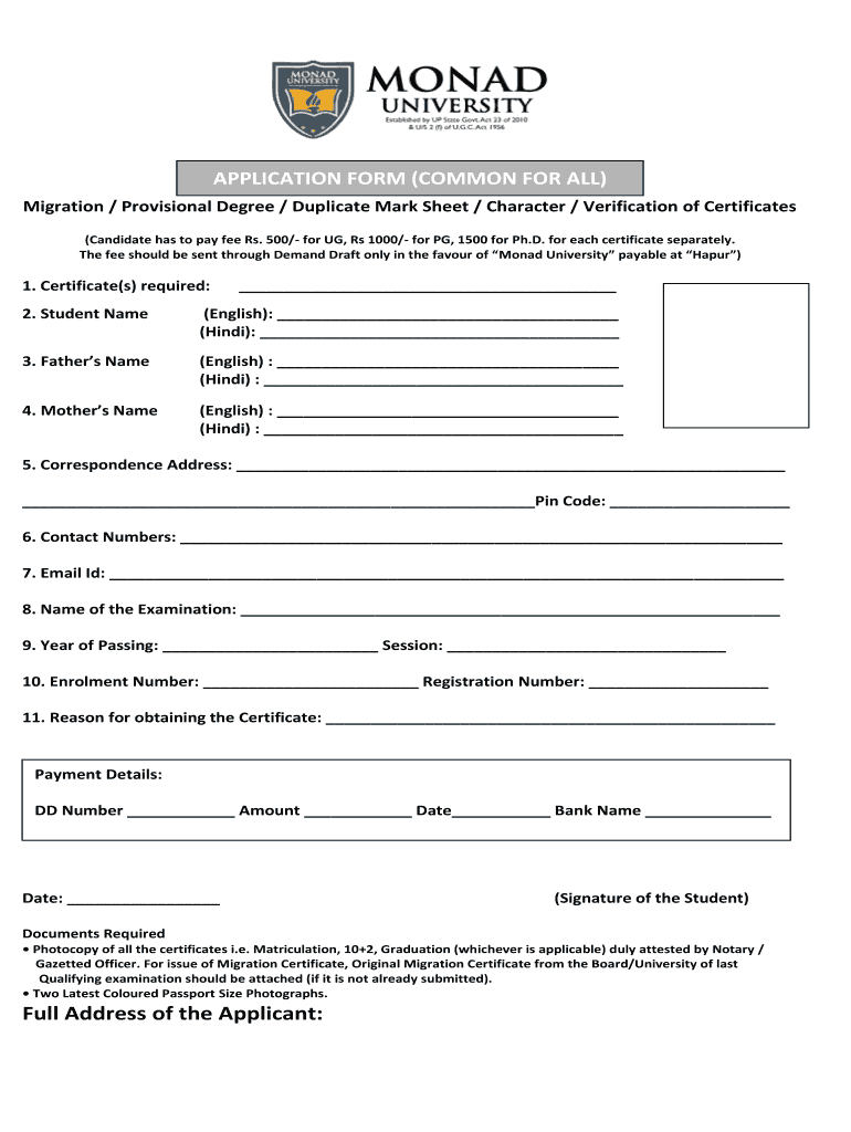 Get and Sign Monad University Verification  Form