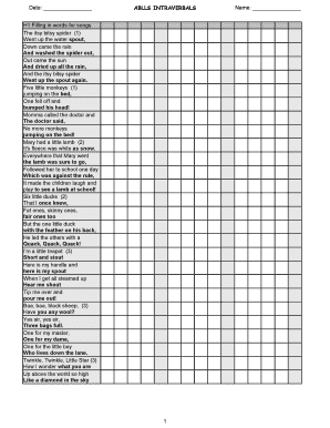 Intraverbal Fill Ins  Form