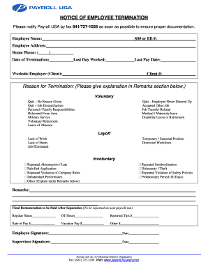 Employee Termination Form