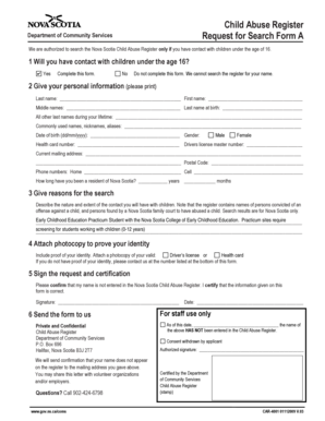 Child Abuse Registry  Form