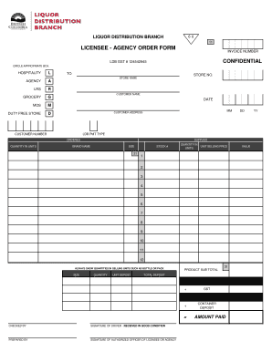 Licensee Agency Order Form PDF