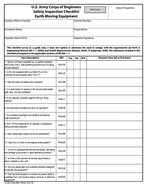 Usace Safety Inspection Checklist  Form
