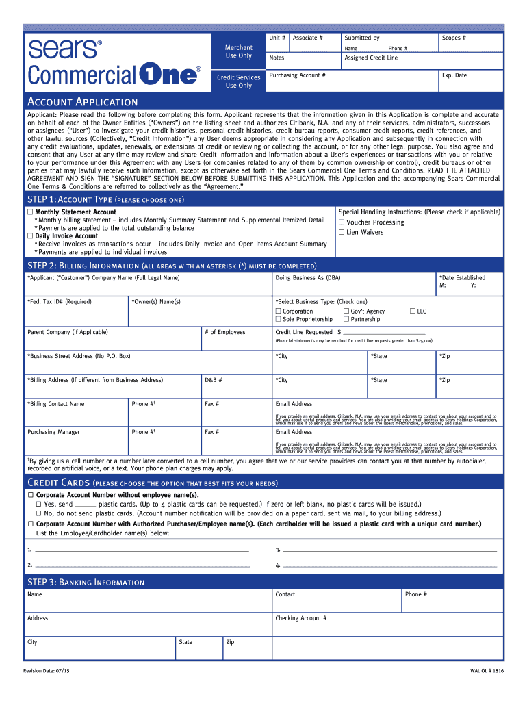  Sears Commercial One Account 2015