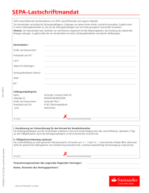 Nderung Der Bankverbindung Santander Consumer Bank Santander  Form