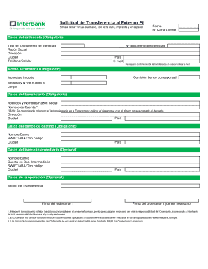 Solicitud De Transferencia Al Exterior Interbank  Form