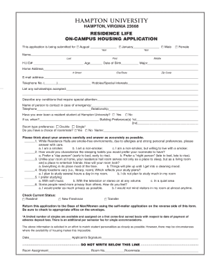 Hampton University Application  Form