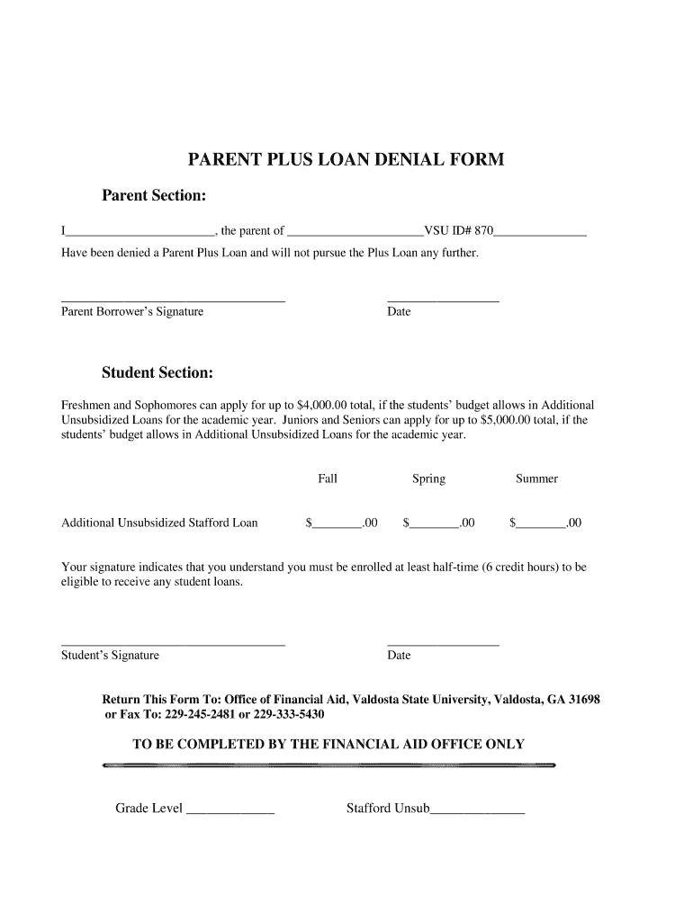 Mortgage Denial Form