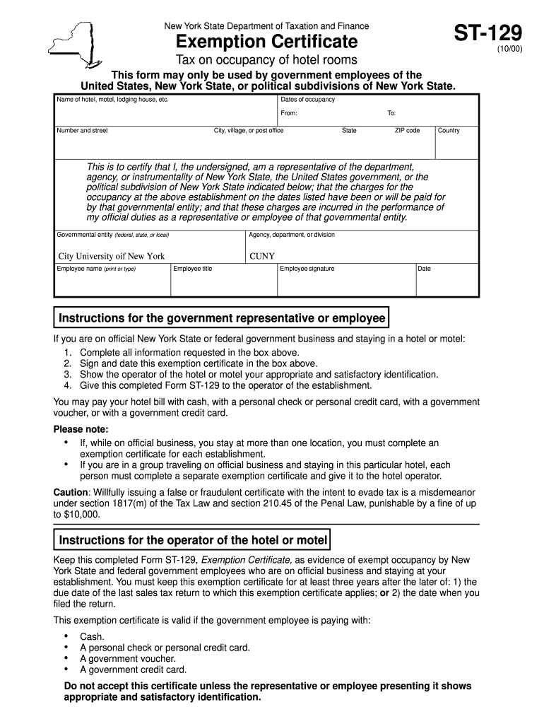  New York State Tax Exempt Form for Hotels New York State Tax Exempt Form for Hotels 2018