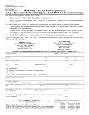 Colorado Horseless Carriage  Form