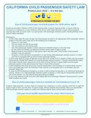 California Child Passenger Safety Law California Department of Cdss Ca  Form