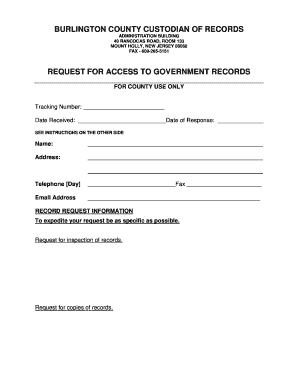 BURLINGTON COUNTY CUSTODIAN of RECORDS Co Burlington Nj  Form