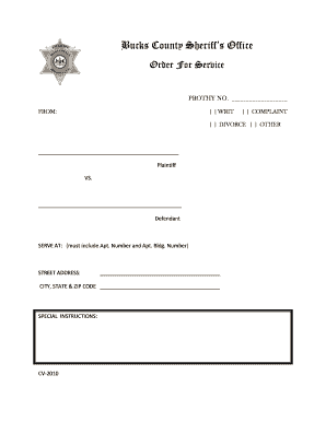 Bucks County Sheriff Service Form