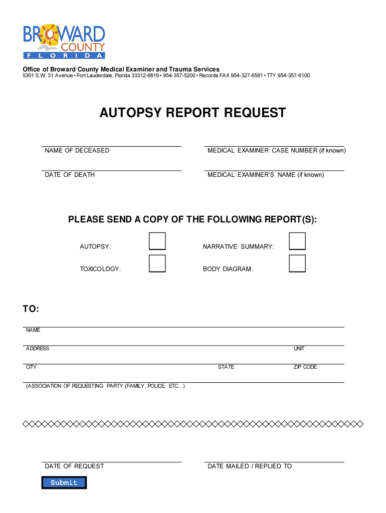 How Do You Request an Autopsy Report in Florida  Form