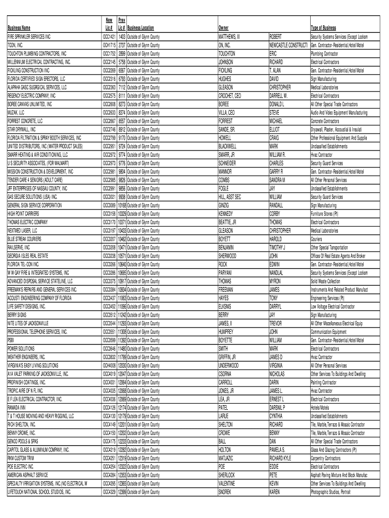 Glynn County Court Calendar  Form