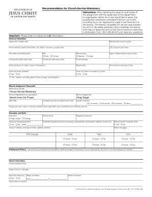 Missionary Online Application Form