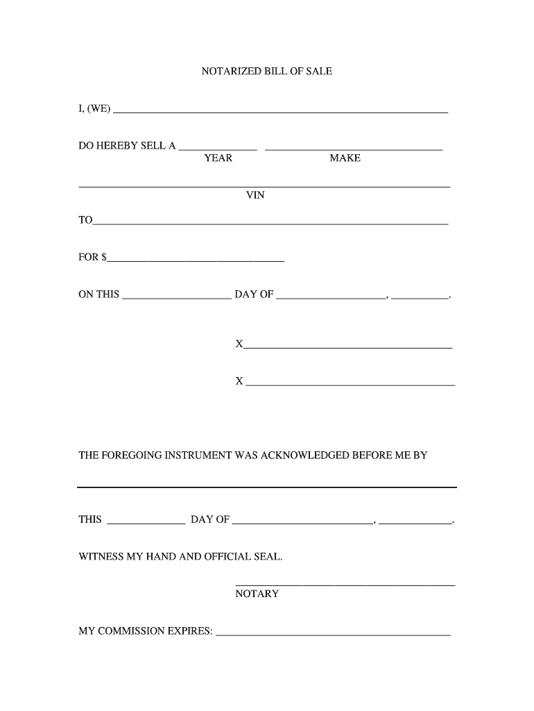 NOTARIZED BILL of SALE Sweetwater County, WY Sweet Wy  Form