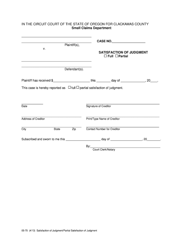  Satisfaction of Judgment  Oregon Judicial Department  Courts Oregon 2013-2024