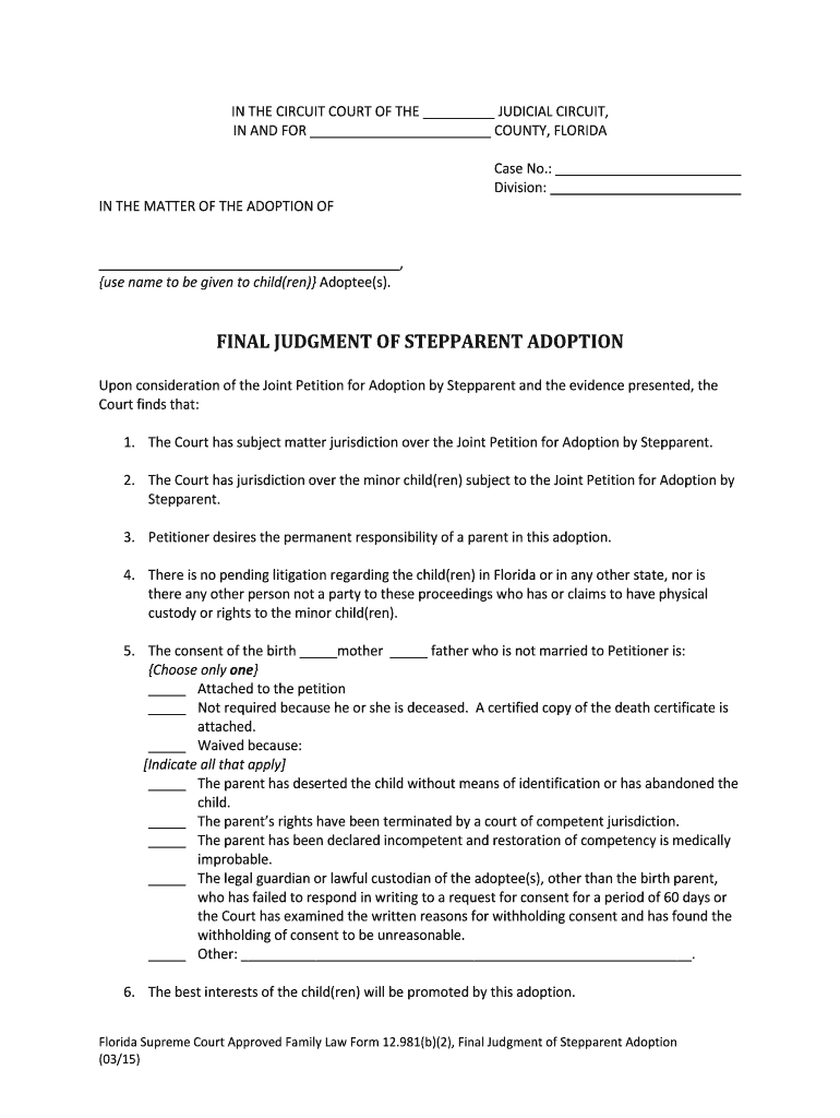 Florida Final Adoption  Form