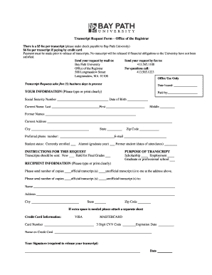 Bay Path University Transcript Request Form Bay Path College Baypath