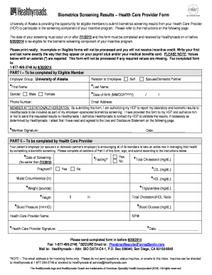 Health Care Provider Biometrics Screening Form