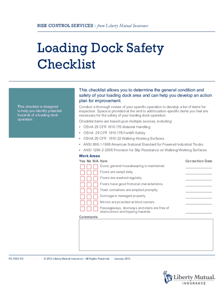 Osha Loading Dock Safety Checklist  Form