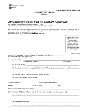 Indian Embassy Lisbon Appointment  Form