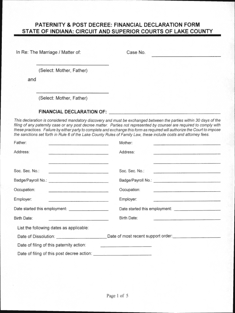 Alabama Financial Declaration Form