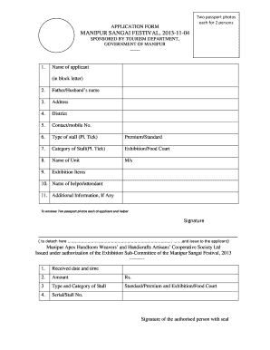 Sangai Festival Stall Booking  Form