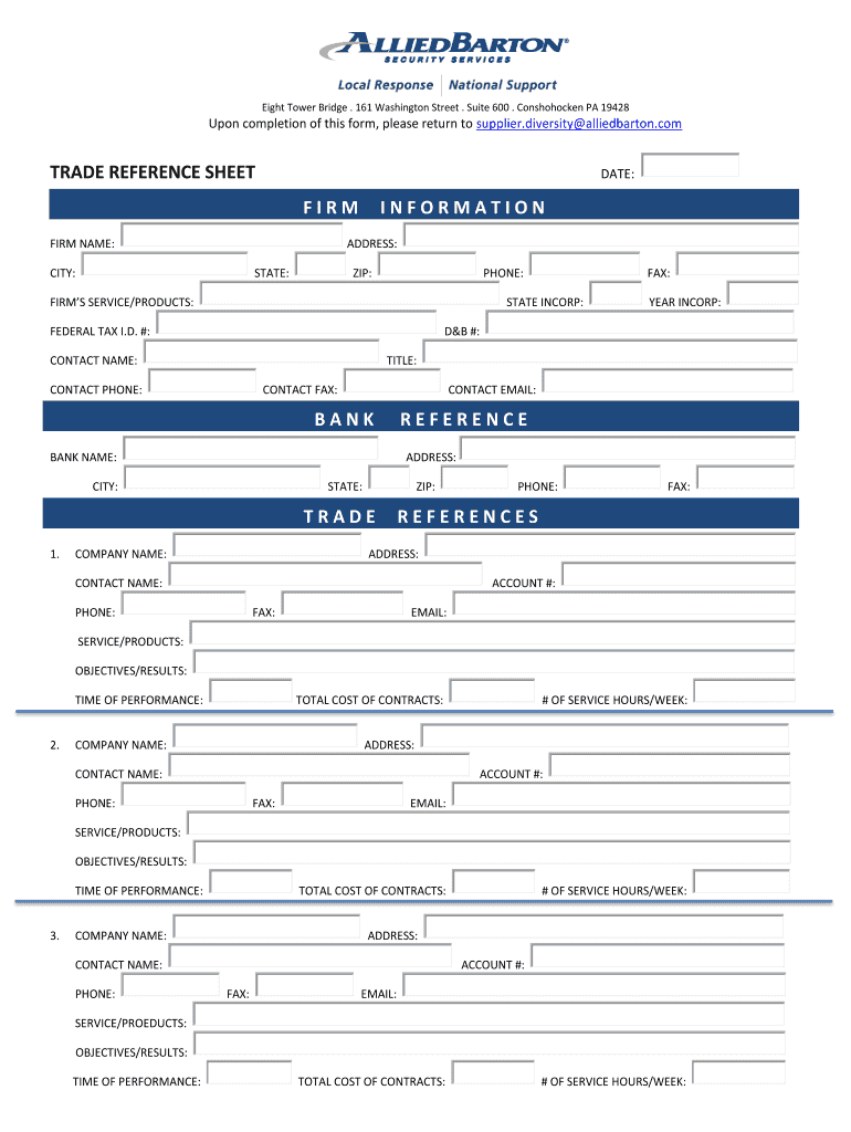 Trade Reference  Form