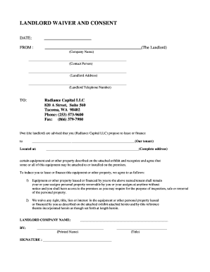 Landlord Waiver and Consent Form