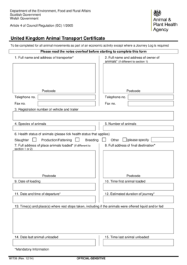 WIT06 Animal Transport Certificate Ahvla Defra Gov  Form