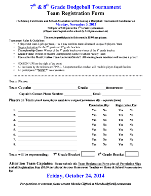 Dodgeball Registration Form