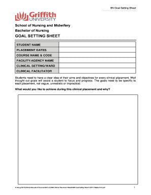 Goal Setting Griffith Edu  Form