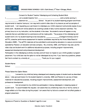 CPS EdTPA Student Teacher Video Consent Form DePaul Education Depaul