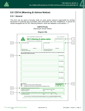 5 5 CD14 Warning &amp; Advice Notice Oftec  Form