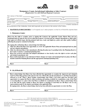 Montgomery County Jurisdictional Addendum to Sales Contract  Form