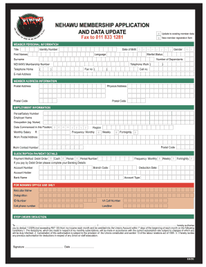 Nehawu Application Form