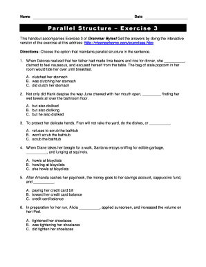 Parallel Structure Worksheet with Answers PDF  Form