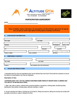 Altitude Gym Waiver  Form