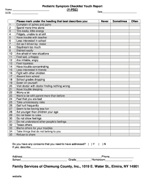 Pediatric Symptom Checklist  Form