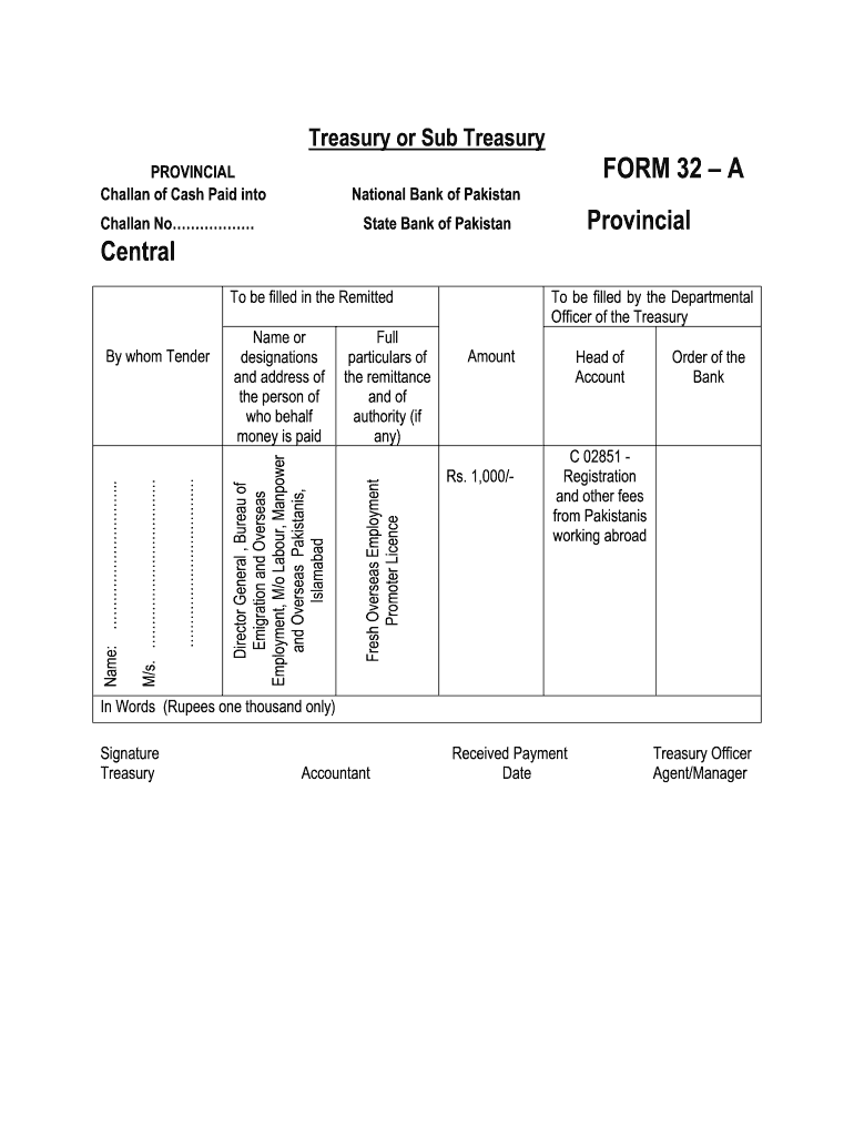 Treasury Challan Form Word Format