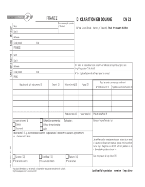 Importation France  Form